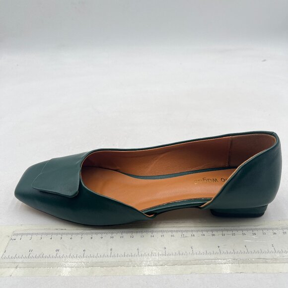 Wo Wagas Dark Green Pump Side Cut Block Low Heel Square Toe Slip On Working Shoe - Picture 2 of 8